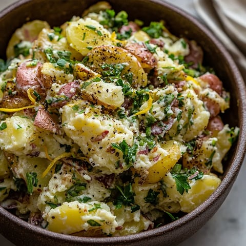 A bowl of food with potatoes and greens.