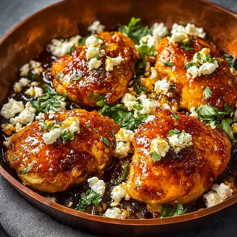 A plate of chicken with feta cheese and sauce.