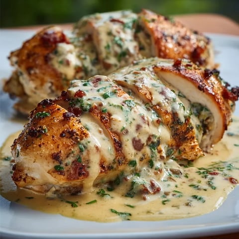 A plate of chicken with sauce.