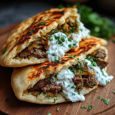 A stack of meat and veggie pita sandwiches.