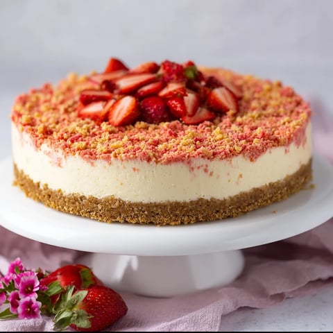 A slice of cake with strawberries on top.