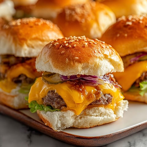 A plate of cheeseburger sliders.