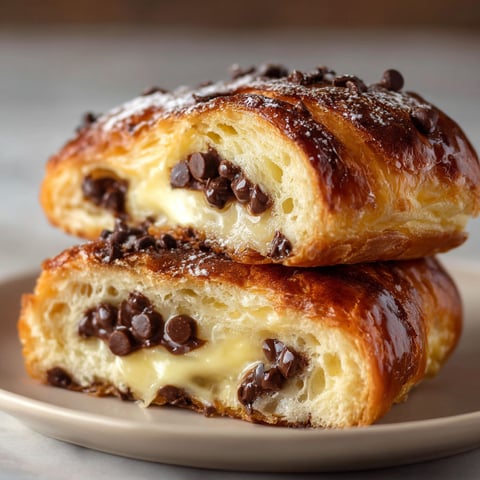 Two pieces of chocolate chip vanilla custard brioches.