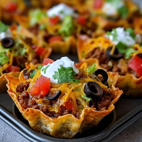 A tray of cheesy taco cupcakes.