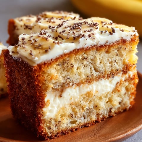 A slice of banana bread cake with cream cheese frosting.