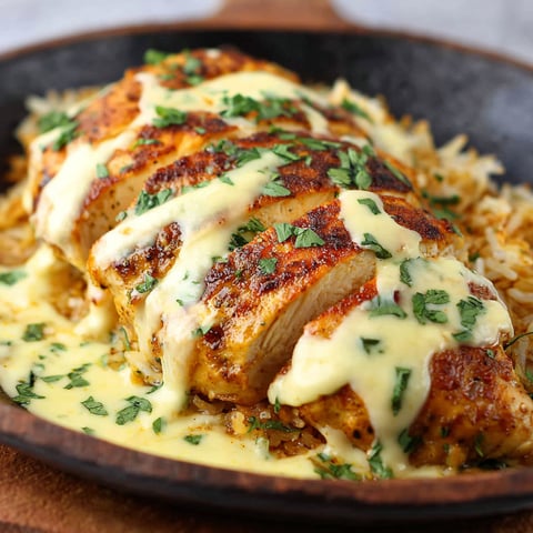 A delicious Mexican chicken dish with cheese sauce.