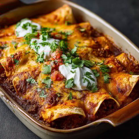 A dish of Mexican food with a white sauce on top.