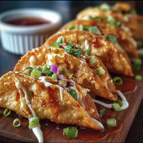 A plate of chicken wonton tacos.