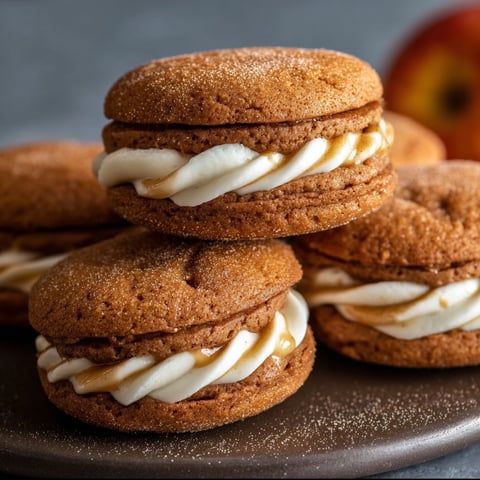 A stack of apple cider whoopie pies.