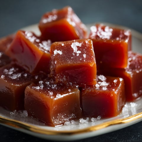 A plate of pomegranate caramels with sugar on top.