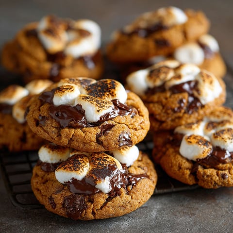 A plate of cookies with marshmallows and chocolate.