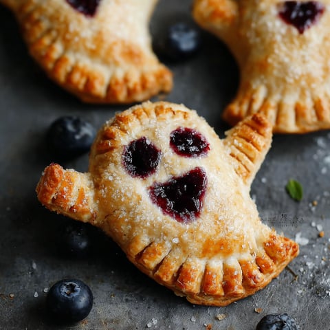 Two vegan blueberry ghost hand pies.