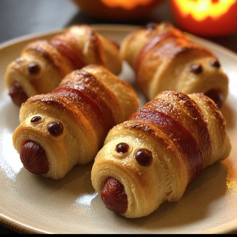 A plate of mummy pigs in a blanket.