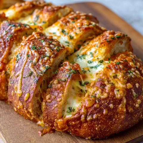 A piece of garlic cheese bread on a wooden table.