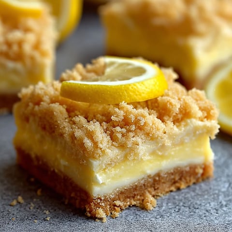 A slice of lemon cheesecake crumb bars.