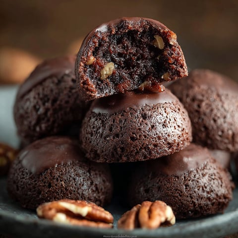 A plate of pecan pie brownie bombs.