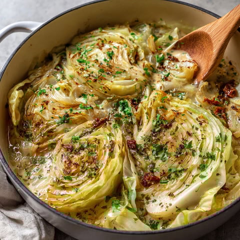 A pot of cabbage with a wooden spoon in it.