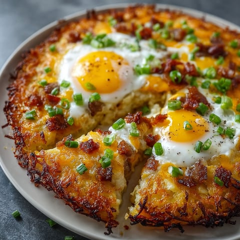 A slice of breakfast pizza with eggs and bacon.
