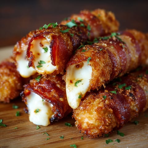 A plate of bacon wrapped mozzarella sticks.
