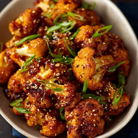 A bowl of spicy Korean cauliflower wings.