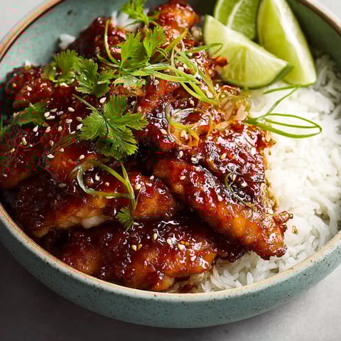 A bowl of chicken with rice and lime.