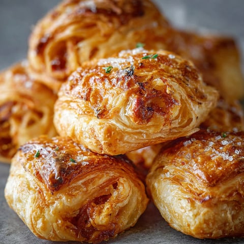 A stack of pastry puffs with pulled pork.