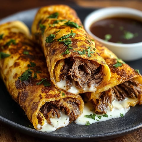A plate of delicious French dip tortilla roll ups.
