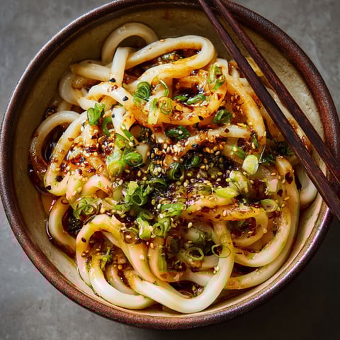 A bowl of noodles with sauce and vegetables.