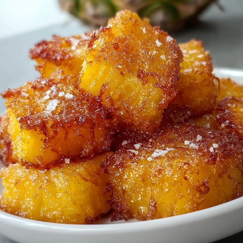 A bowl of fried pineapple chunks.