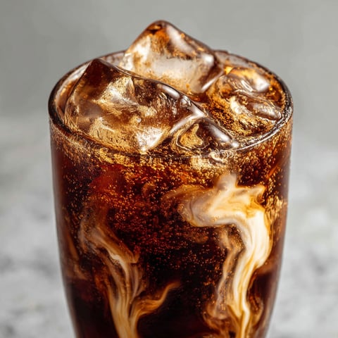 A glass of Campfire Cola Dirty Soda.