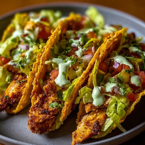 A plate of Dill Pickle Ranch Smash Chicken Tacos.