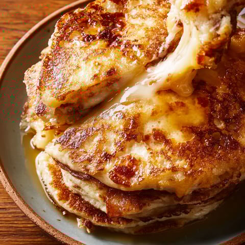 A stack of grilled cheese pancakes.