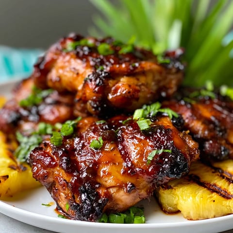 A plate of chicken with a pineapple wedge on the side.