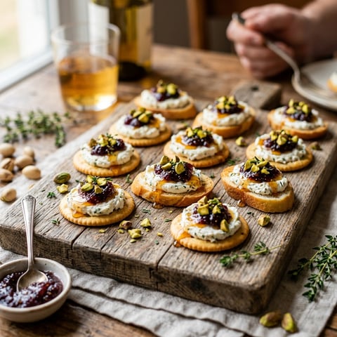 A wooden cutting board with a tray of creamy Boursin cheese bites.
